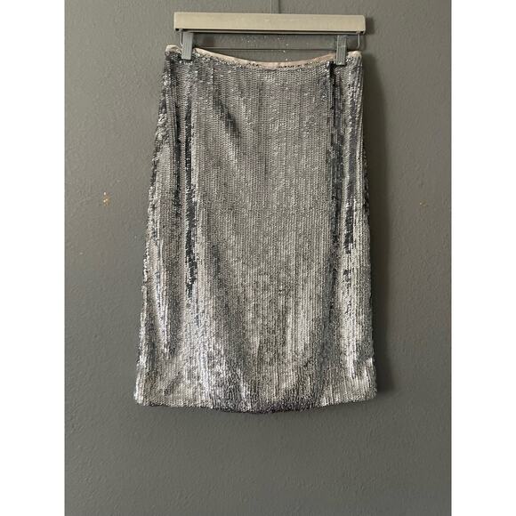 NWT J Crew Sequin Pencil Silver‎ Skirt - Picture 9 of 12